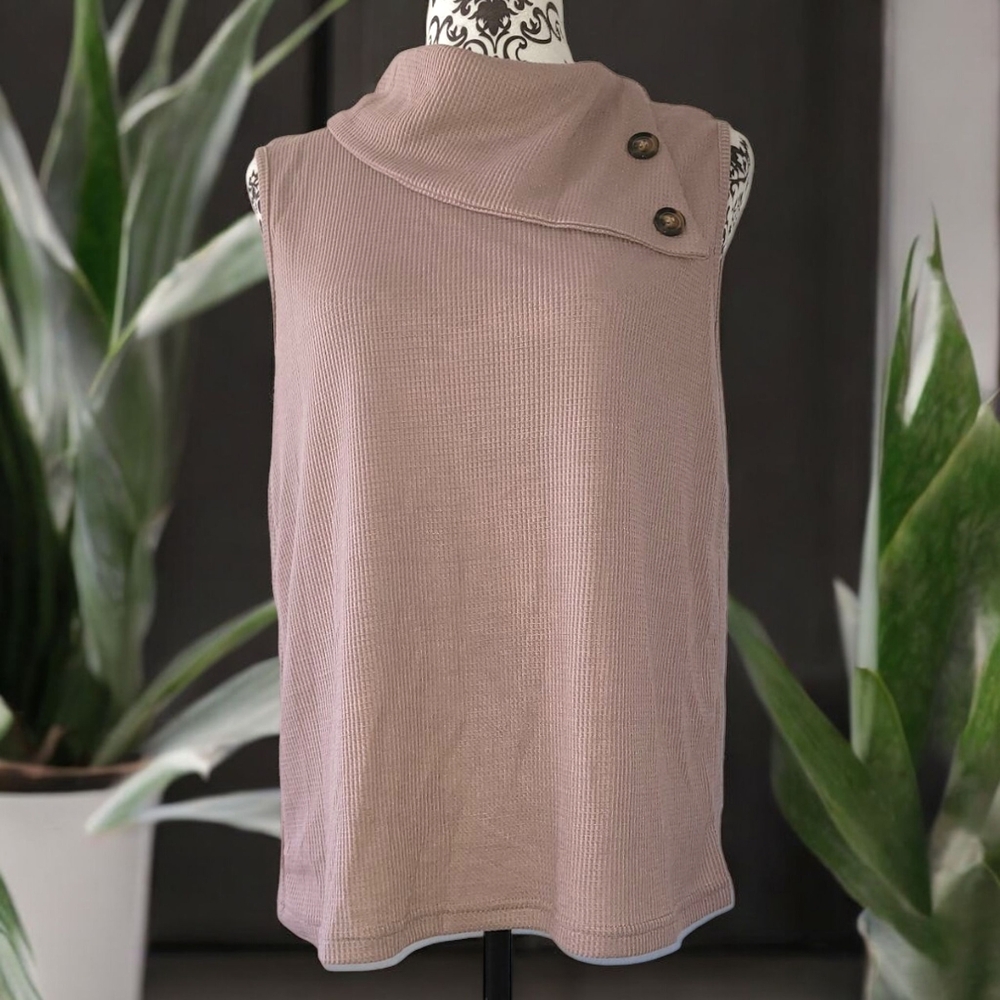Sleeveless Taupe Knit Top with Button Detail  **25% off 2 or more items**